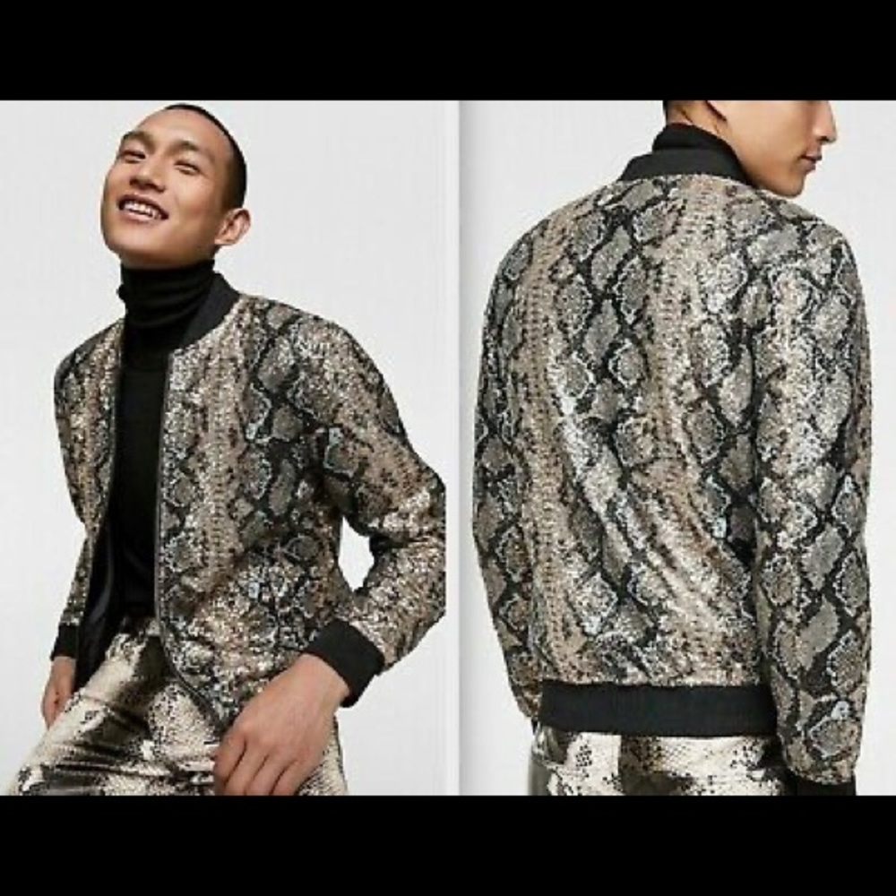 Zara men’s snakeskin satin bomber